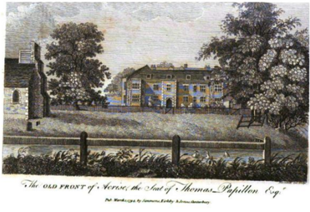 ENGRAVING Acrise Kent Papillon Kentish Register 1793 BetwP68P69.png