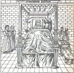 ENGRAVING Silvester Dene Deathbed Churchbrass ArchCant vol5 1863 P250.PNG