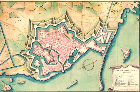 MAP Livorno Citadel C17th Unknownartist Wikimedia 051211.png