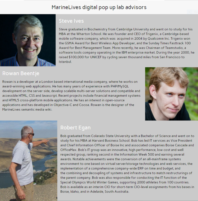 Announcing MarineLives Digital Pop Up Lab Technical Advisors